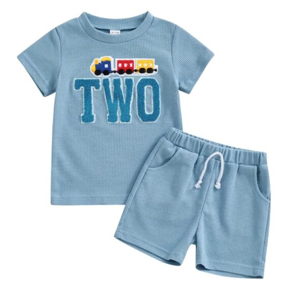 Train Outfit  Second Birthday Train Clothes Train Shirt Shorts Train Shorts - Picture 3 of 3